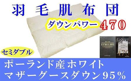 羽毛肌掛け布団 セミダブル ポーランド産マザーグース95％ ダウンパワー470 羽毛布団【BE065】
