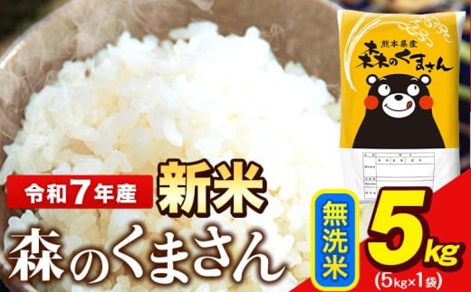 新米 令和7年産  無洗米  森のくまさん 5kg × 1袋  熊本県産 単一原料米 森くま《12月中旬-2月末頃出荷》送料無料