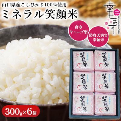 ふるさと納税 防府市 「幸せます ミネラル笑顔米 防府天満宮奉納米」の真空キューブ型　300g×6パック