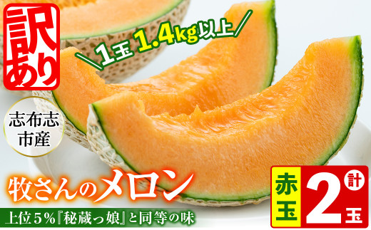 【訳あり・数量限定】牧さんの訳ありメロン 赤玉(赤肉)計2玉 メロン マスクメロン 果物 くだもの デザート 赤肉 訳あり b0-105