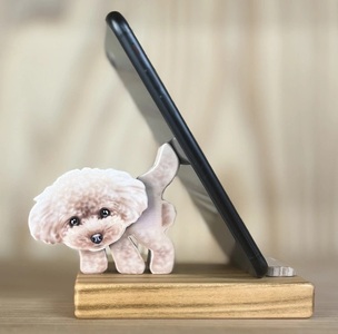 【ふるさと納税】【トイプードル】＜犬のスマホスタンド ＞木工品 木工房ゆうむ インテリア グッズ 置物 木製のスマートフォン スタンド オブジェ 雑貨 グッズ 携帯置き 君は放物線を見たか？ トイプー