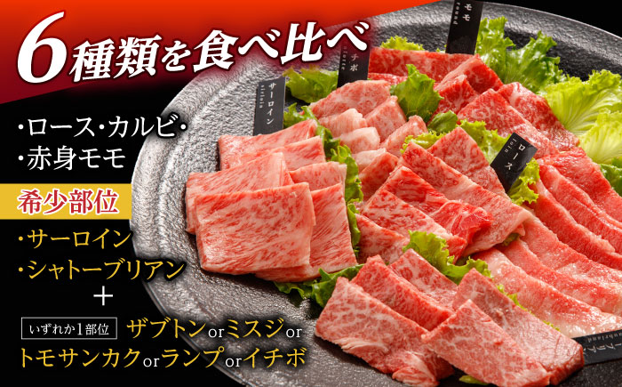 〈シャトーブリアン入り〉希少部位 焼肉 6種食べ比べセット 600g(各100g) / シャトー サーロイン カルビ モモ ロースザブトン ミスジ トモサンカク イチボ ランプ 長崎和牛 国産 牛肉 