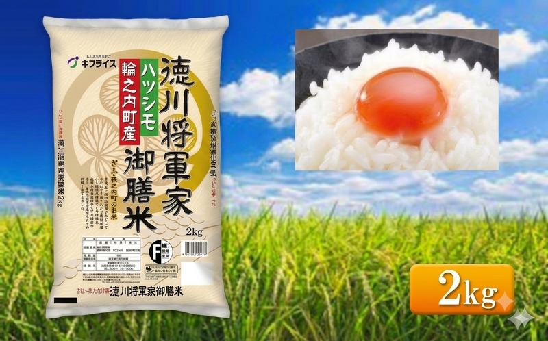 7年産 岐阜県産 ハツシモ （徳川将軍家御膳米） 2kg  米 コメ 精米 白米 大粒 おいしい ごはん おにぎり お弁当 岐阜県 輪之内町