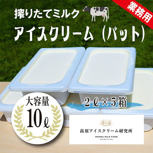 《宮崎県グルメコンテスト2連覇》ONODA MILK FARMのアイスクリーム「搾りたてミルク」 10L 2リットルバット5個 デッシャーで10個分[スイーツ デザート ジェラート 大容量 業務用 ワンストップオンライン] TF0593-P00023