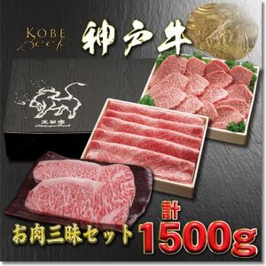 神戸牛 お肉三昧セット 計1.5kg YBLS10【2026年4月より順次発送】【配送不可地域：離島】【1682025】