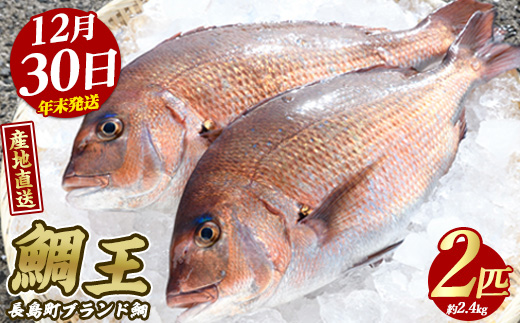 【2025年12月30日発送】長島町特産「鯛王」(2匹・約2.4kg) 産地直送 新鮮 旨味が抜群の 長島町 特産品 ブランド 真鯛 をまるごと 一匹 楽しめる 刺身 鯛めし 鯛茶漬け 鯛しゃぶ 鯛刺身 鮮魚 冷蔵 年末発送【JFA】_jfa-22-1230