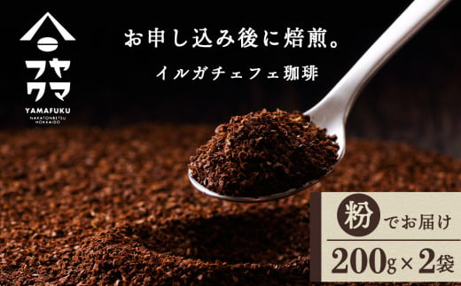 イルガチェフェ（粉） 200g×２袋 自家焙煎珈琲 シングル ギフト ヤマフクコーヒー 北海道 中頓別