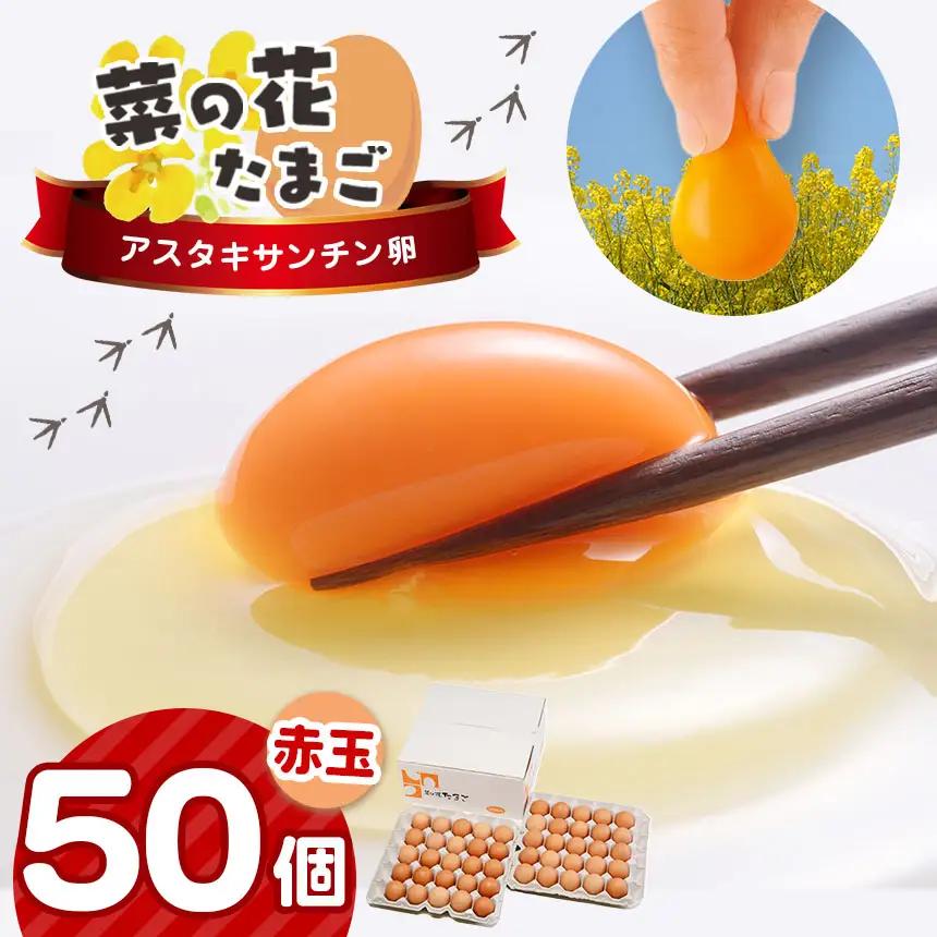 【2週間以内発送】赤玉 アスタキサンチン卵 50個｜菜の花エッグ 自社農場 すぐ発送 常温 抗酸化 健康 新鮮 卵かけご飯 ギフト 君津養鶏場直送｜千葉県 君津市