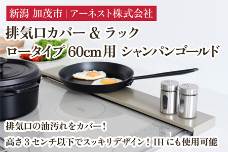 排気口カバー&ラック ロータイプ60cm用　シャンパンゴールド《幅65 ×奥行10 ×高さ2.8 （cm）》キッチン用品 ラック 棚 収納 4582540155113 加茂市 アーネスト