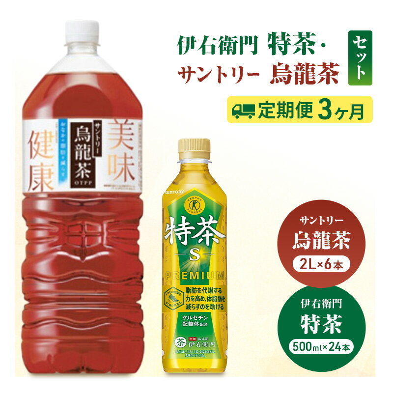 【ふるさと納税】お茶 伊右衛門 特茶(500ml×24本×)1ケース 特茶 烏龍茶(2L×6本)ケース 3か月定期便（計6ケース配送） サントリー 特定保健用食品 トクホ 緑茶 ペットボトル 神奈川県 綾瀬市