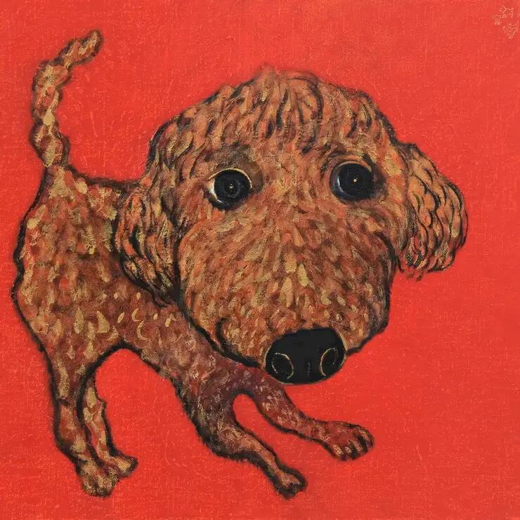 アーティストが『愛しいペットのポートレート』描きます 6号サイズ スクエア 410×410mm【アート 6号サイズ　油絵 横井山泰 美術 作家 410×318mm スクエア 神奈川県 小田原市 ペット