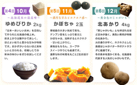 【先行予約】とれたて定期便～北海道旭川市から旬の定期便～全6回 | アスパラ メロン とうもろこし お米 かぼちゃ じゃがいも_05690