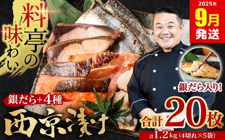 【訳あり】 厳選 鮮魚 西京漬け 1.2kg 銀だら入り たっぷり 20枚 西京焼き 4切れ×5袋 （訳あり 訳アリ 魚 さかな 鮮魚 旬の魚 西京 漬魚 おまかせ セット 西京味噌 鯖 サバ 鮭 シャケ 赤魚 カレイ サワラ 銀鱈 銀ダラ 惣菜 弁当 おかず 冷凍）【2025年9月発送】