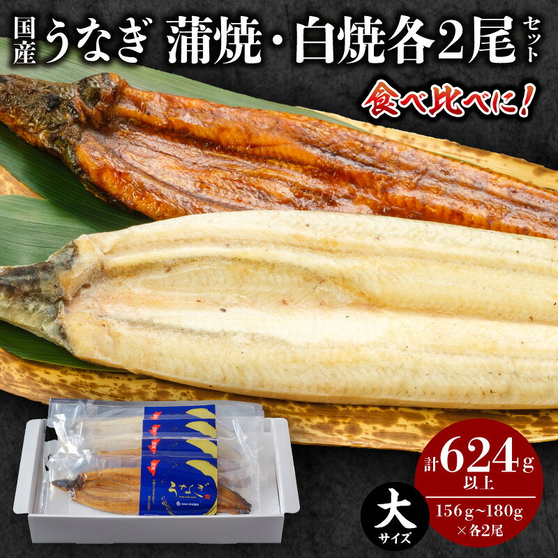 【ふるさと納税】国産うなぎ蒲焼・白焼(大サイズ) 各2尾セット 国産ウナギ 国産 詰め合わせ 食べ比べ うなぎ 鰻の蒲焼き 蒲焼き 白焼き 大サイズ サイズ おかず 惣菜 ギフト 贈り物 グルメ 化粧箱 化粧箱入り たれ 塩 簡単調理 お取り寄せ 急速冷凍 冷凍 水産物 海鮮