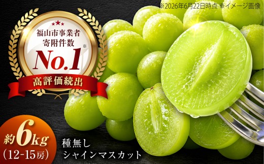シャインマスカット【先行予約・9月上旬〜9月下旬頃発送】シャインマスカット 沼隈ぶどう 約6kg(12〜15房) シャインマスカット しゃいんますかっと マスカット ますかっと 数量限定 期間限定 ぶどう ブドウ 葡萄 種なし たねなし 大粒 マスカット シャインマスカット しゃいんますかっと 果物 フルーツ 福山市/福山市農業協同組合[BAEV012]