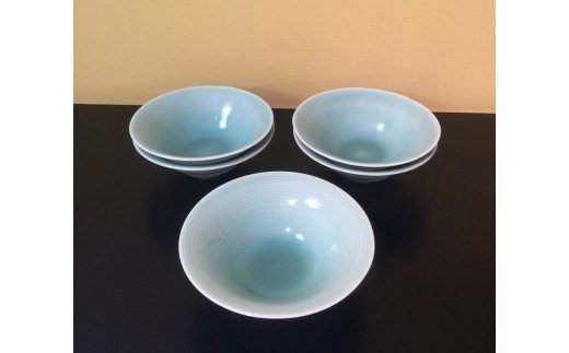 【伊万里焼】青磁線彫小鉢　５個セット H535