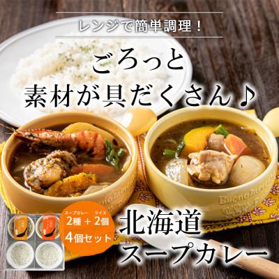 ふるさと納税 小樽市 北海道スープカレー&amp;ライスセット(えび・チキン)(北海道米)