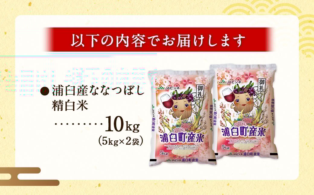 〈令和7年産〉浦臼産 ななつぼし 精白米 10kg （5kg×2袋） 