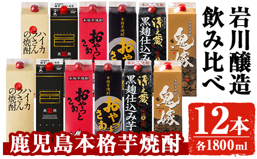 岩川醸造飲み比べ1800mlパック12本セット(6種・計12本)【大隅家】 D24-v03