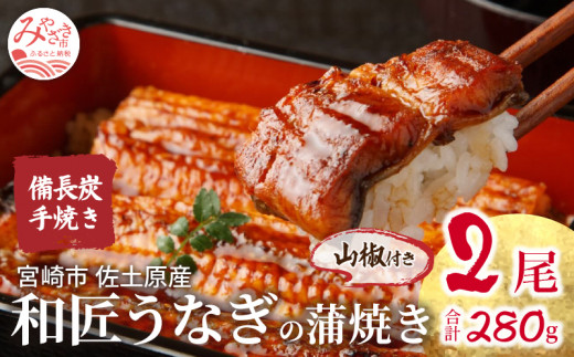 蒲焼き 国産 備長炭手焼き 和匠うなぎの蒲焼き 2尾セット (たれ・山椒付き) 冬うなぎ_M080-004_01