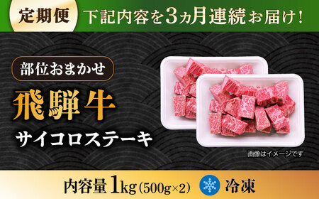 【3回定期便】 【飛騨牛】A5等級 サイコロステーキ 部位おまかせ 1kg[TAZ043] 牛肉[TAZ043] ステーキ