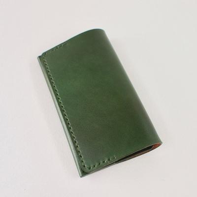 ふるさと納税 七尾市 【本革】名刺入れ/グリーン/ハンドメイド