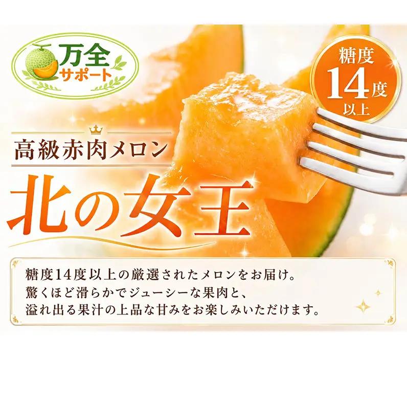 メロン 赤肉 北の女王 秀品 北海道 メロン【2玉 計約3.2kg】【先行予約】