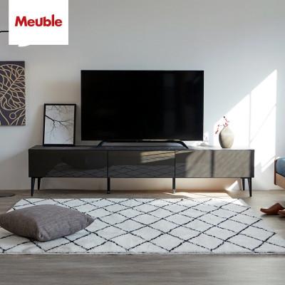 ふるさと納税 大川市 テレビボード 幅180cm ローボード リスボン グラスブラック×マーブルブラック【モーブル】