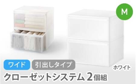 クローゼットシステム ワイド引出し（M）2個組 CS-WD2 2P ホワイト (5色からお好きなカラーが選べる)   奈良県 葛城市【like025-4】