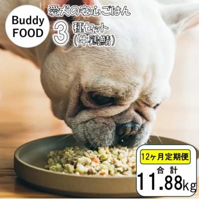 ふるさと納税 薩摩川内市 【12ヶ月定期便】獣医師オススメの安心ごはん バディフード 3種セットA(牛鶏鯖) JS-313 | 