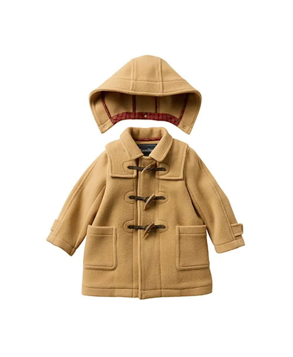 【ファミリア（familiar）】ダッフルコート　110ｃｍ　ベージュ｜子ども服　男の子　女の子　KIDS　メルトン素材　ファミリアチェック　フード　取り外し可能