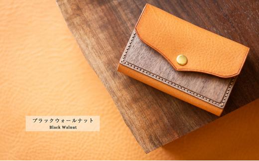 【木×革】カードケース　キャメル（キャメル×ブラックウォールナット）　[№5675-7018]1138