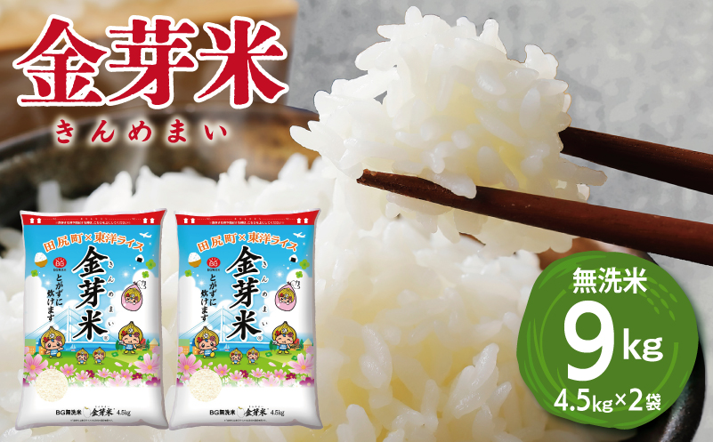 金芽米 9kg(無洗米) 【4.5kg×2袋 ご飯 ごはん お米 精米 金芽米計量カップ付 大阪 泉佐野 大阪府 泉佐野市】