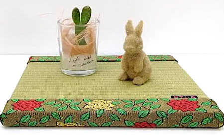 たたみ ばらの小畳（銀白色・引目×薔薇縁） 1枚 福山市/畦崎畳商工株式会社 畳 インテリア 和風 和モダン たたみ[BADP004]