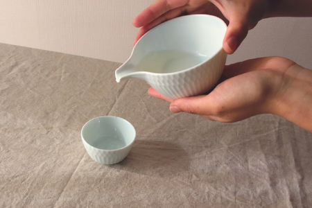 【美濃焼】 さざなみ お猪口 青白 4個セット 瑞浪市 / JS企画 小田陶器 猪口 [AZAZ128]