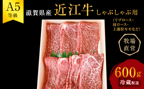 【最短1週間発送】 A5ランク 近江牛 肉 しゃぶしゃぶ 牛肉 雌牛 しゃぶしゃぶ用 約600g （リブロース・肩ロース・上部位モモ等） ふるさと納税 お肉 ブランド牛 黒毛和牛 滋賀県 豊郷町