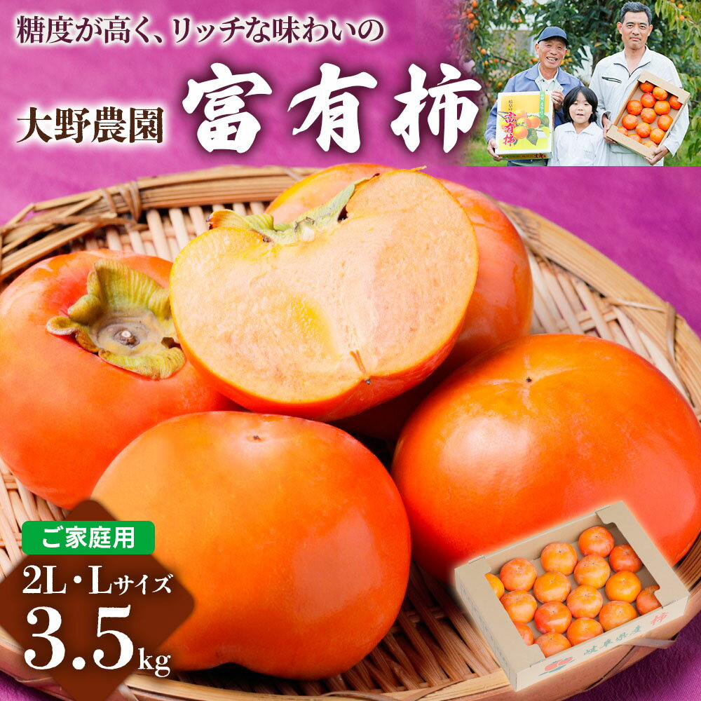 【ふるさと納税】【先行予約】《令和7年産》大野農園の 富有柿 ご家庭用 2L・Lサイズ 約3.5kg 11月中旬〜12月中旬発送予定 [0630][mt095]｜訳あり わけあり ワケアリ かき 富有柿 フルーツ カキ 果物 くだもの 岐阜県 本巣市 9000円
