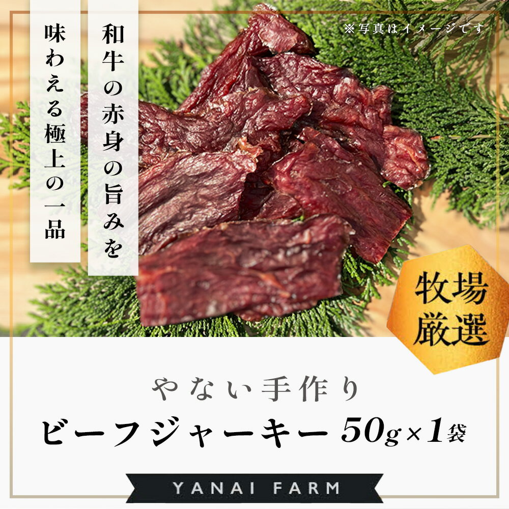 【ふるさと納税】やないの手作りビーフジャーキー 50g×1袋【梁井牧場 贅沢 九州醤油 特製ダレ 漬け込み 和牛 赤身 旨み 酒 ビール 焼酎 ワイン おつまみ おすすめ】K081039