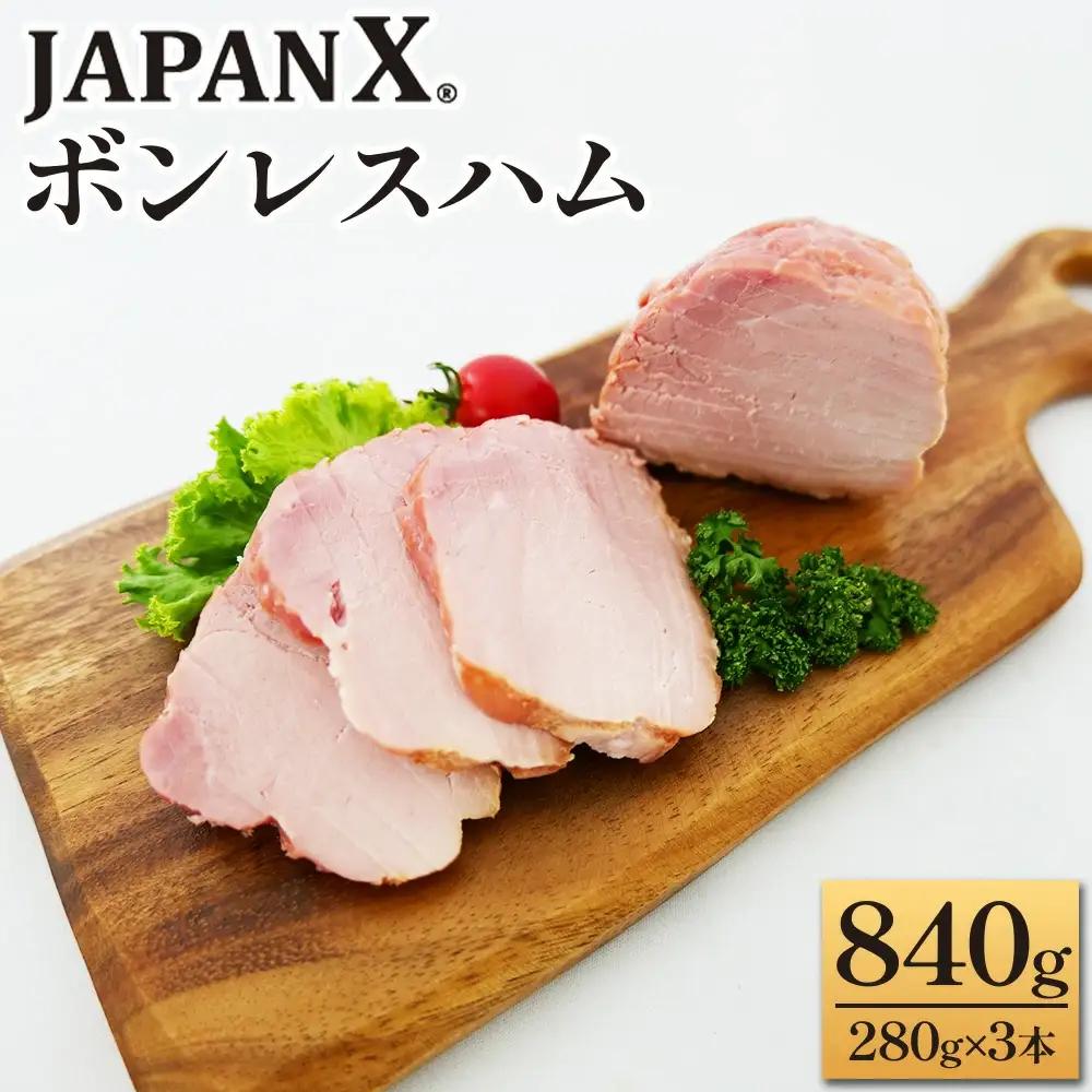 JAPAN X ボンレスハム 840g  3本（280g×3）　豚肉 豚 ブランド豚 小分け ハム ボンレスハム ジャパンエックス 蔵王 人気【04301-0765】