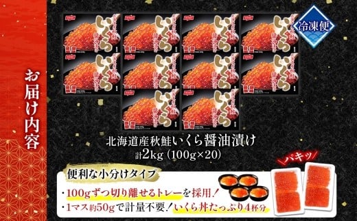 ニッスイ 北海道秋鮭いくら醤油漬け 2kg （100g × 20）いくら イクラ 醤油漬け 魚卵 魚介 魚介類 北海道産 国産 北海道 小樽市 冷凍