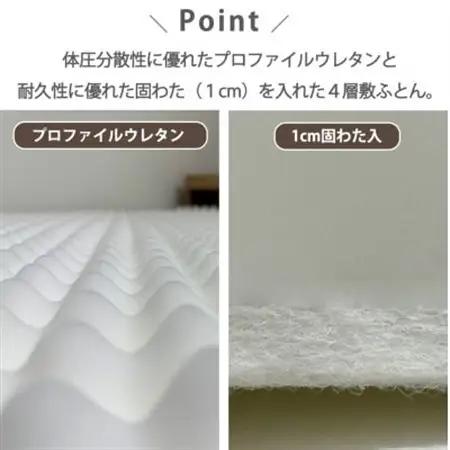 【シングル】日本製 4層 体圧分散プロファイルウレタン敷ふとん100×210cm　HGP-4S【1559651】