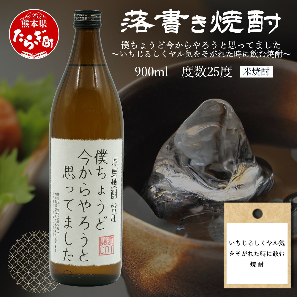 【ふるさと納税】落書き 焼酎 【僕ちょうど今からやろうと思ってました】 900ml 25度 球磨焼酎 米焼酎 焼酎 しょうちゅう 酒 米 贈り物 ギフト 晩酌 だれやめ だいやめ お疲れさま焼酎 洒落 熊本県 熊本 地酒 オリジナル ラベル 映え デザイン 熊本県 多良木町 送料無料
