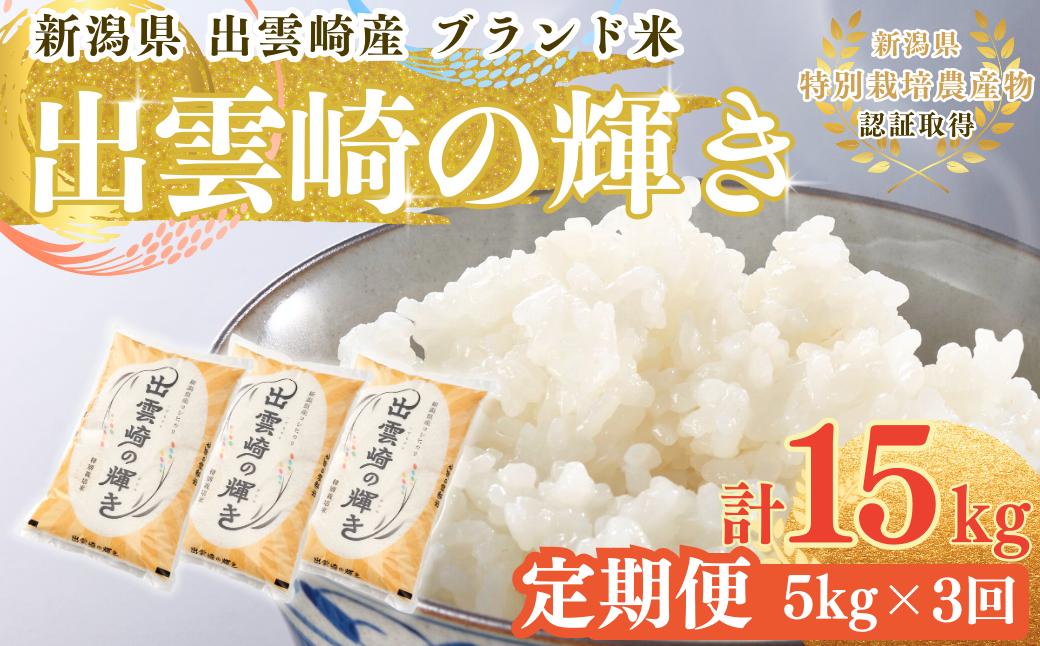 【令和7年産新米】 特別栽培米 コシヒカリ 「出雲崎の輝き」定期便 5kg 3か月 新潟県産 出雲崎町産 ブランド米 白米 精米 お米 合計15kg