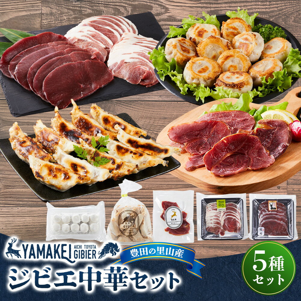 【ふるさと納税】ジビエ中華セット（鹿モモスライス200g、猪カタスライス200g、猪餃子、鹿ハム、鹿小籠包） | 豊田市 ジビエ 鹿 猪 天然肉 加工品 ハム 食品 おつまみ 人気 送料無料 おすすめ