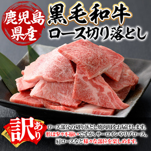 鹿児島県産A4等級以上黒毛和牛・ロース不揃い切り落とし焼肉 計500g(500g×1パック) 黒毛和牛 牛肉 切り落とし【ビーフ倉薗】A521