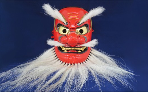 
            [№5615-0063]備中神楽面桐一刀彫　猿田彦の命　伯泉作
          