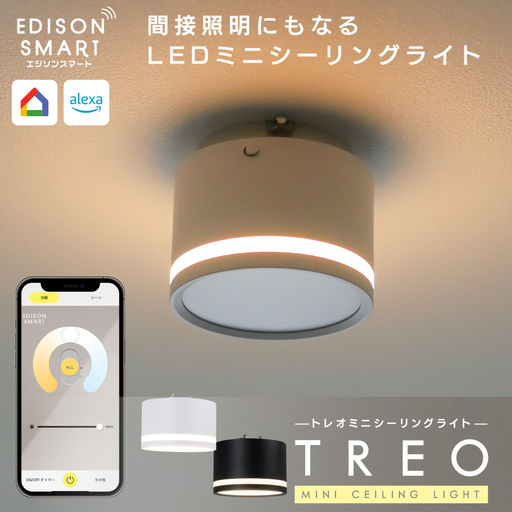 エジソンスマート TREO ミニシーリングライト 引掛けシーリング用 福岡市 【カラー選択可】 ブラック