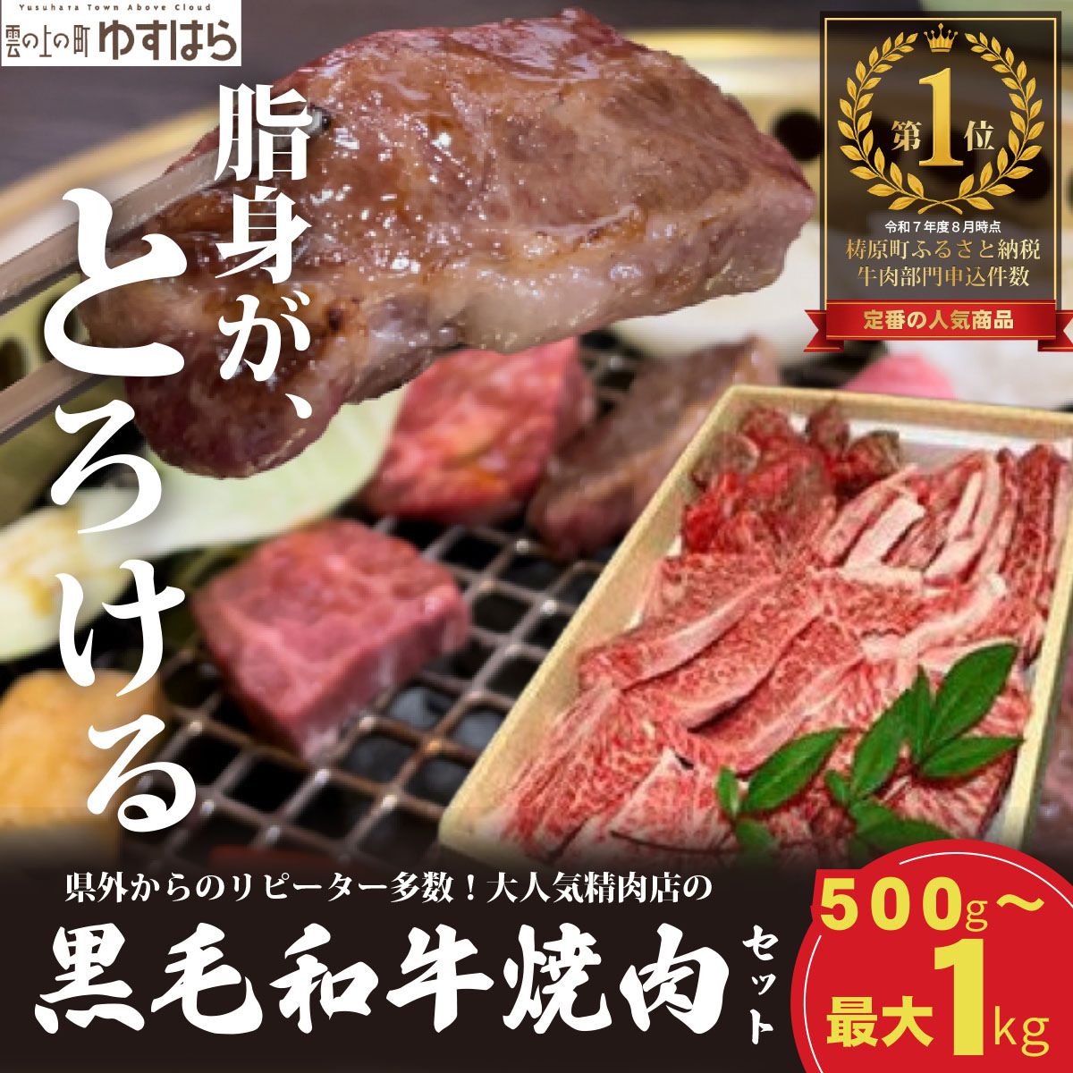 【ふるさと納税】低温でも脂身がとろける梼原町産黒毛和牛 丸かじり焼肉セット（1kg）【GA02】牛肉 焼肉 焼き肉 やきにく 国産 高知県産 冷凍便