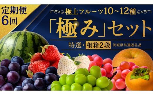 【定期便】 毎月1回連続6か月(計6回)【特選・桐箱2段】極上フルーツ10～12種「極み」セット（茨城県共通返礼品） 定期便 頒布会 田舎の頑固おやじが厳選！ 人気 厳選 果物 くだもの 旬 旬の果物 旬のフルーツ 上級品 極上 贅沢 極み フルーツ フルーツセット ギフト プレゼント 贈り物 冷蔵