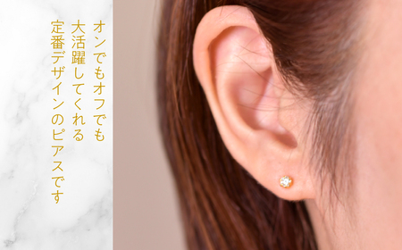 K18イエローゴールド　六本爪　ピアス0.1　×2　管理番号686788 218-266-yg